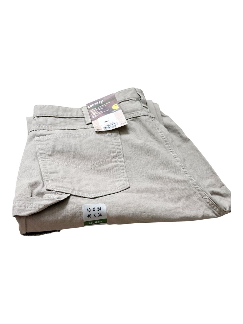 NWT Carhartt Canvas Carpenter Loose Fit Tan Work Pants Cotton Size 40x34